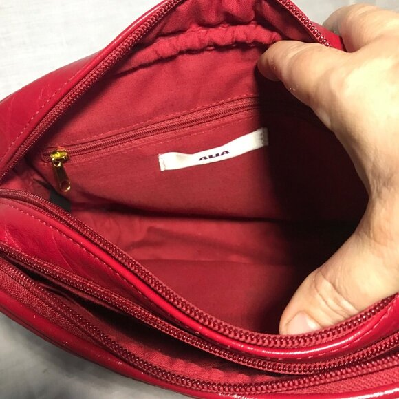 Alia Red Purse Bag  Clutch Handbag Storage Faux Leather Crossbody - Picture 12 of 12